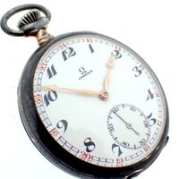 Omega pocket watch; antique silver pocket watch