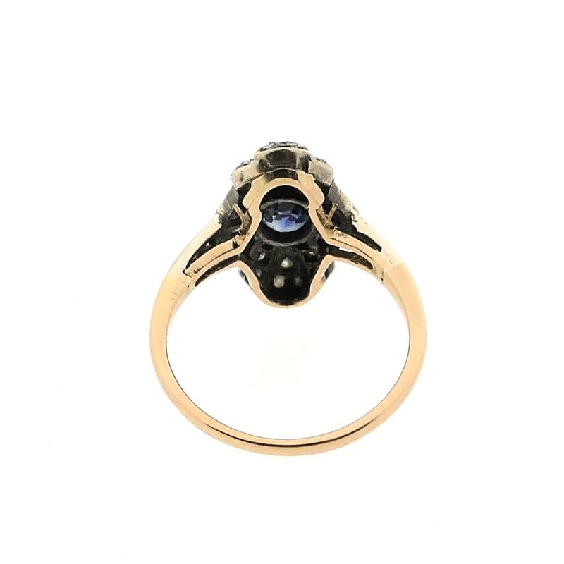 Image 6 of 8-karat Art Deco ring with sapphire and diamonds | Approx. 0.34 ct.