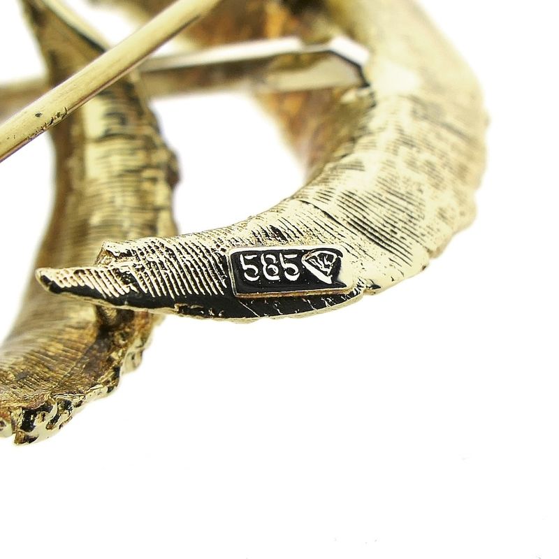 Image 5 of Two-tone gold fantasy brooch with diamond and pearl