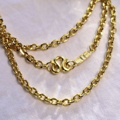 Image 2 of Exclusive gold anchor link necklace with traditional S-clasp in 24 kt.