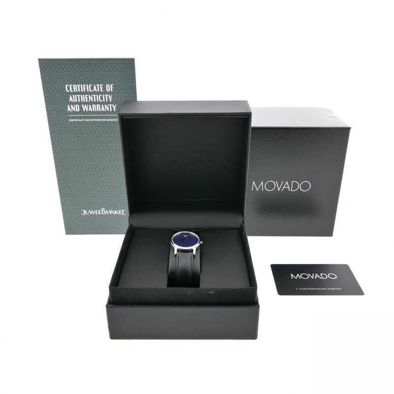 Image 13 of Movado Museum Classic; Steel women's watch with blue 'Mother of Pearl' dial; 0607422