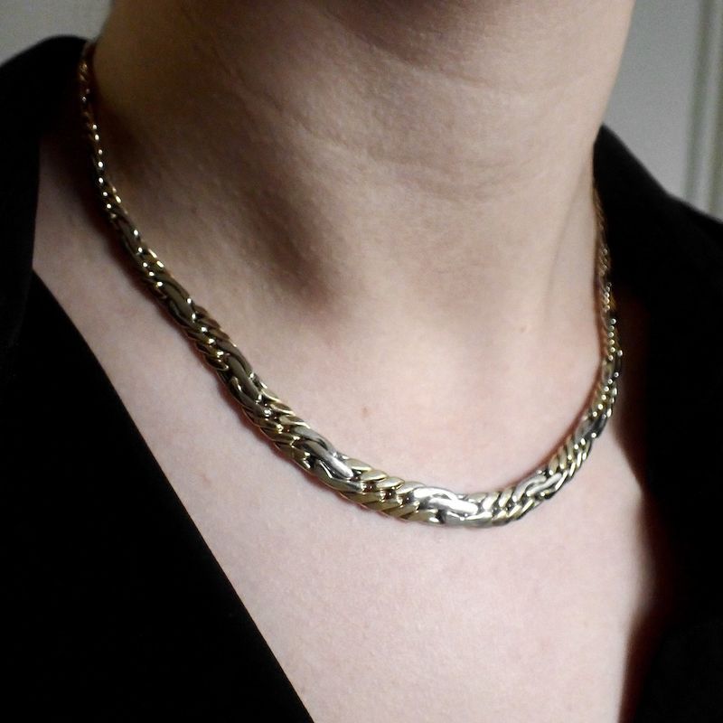 Image 9 of Two-tone gold gourmet link necklace | 43.5 cm