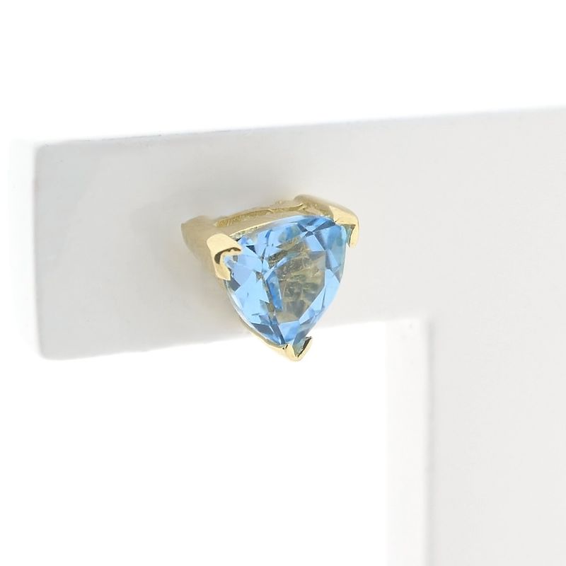 Image 4 of Gold stud earrings with blue topaz