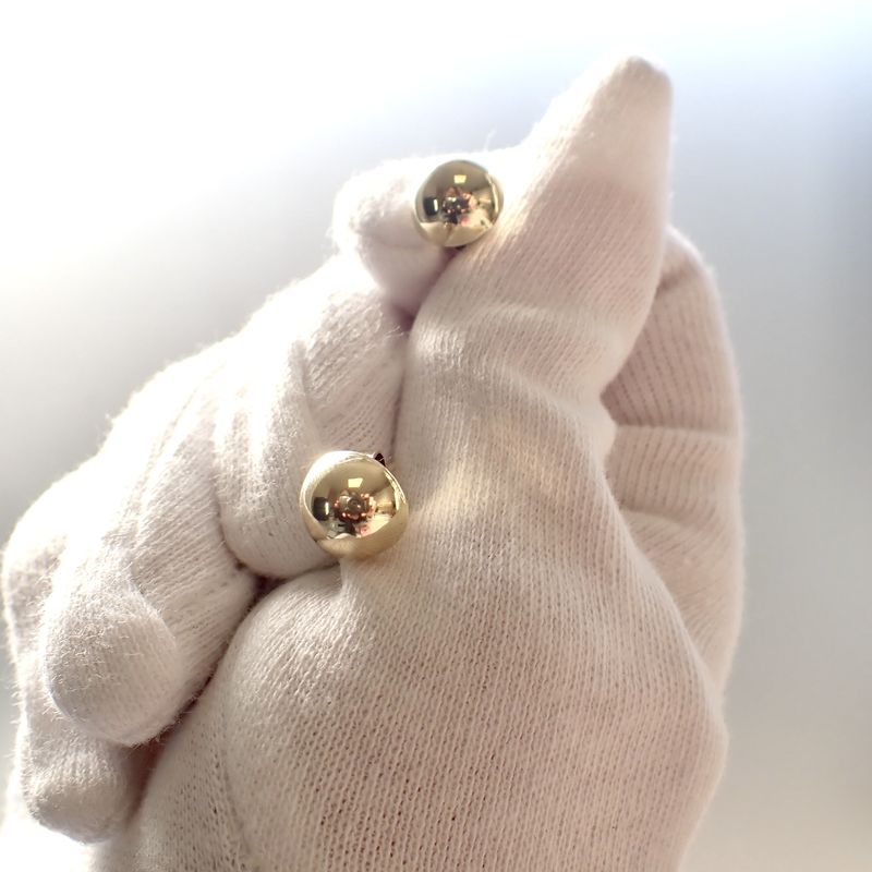 Image 2 of Gold stud earrings with large round button