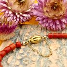 Image 2 of Blood Coral Bracelet with Gold Clasp