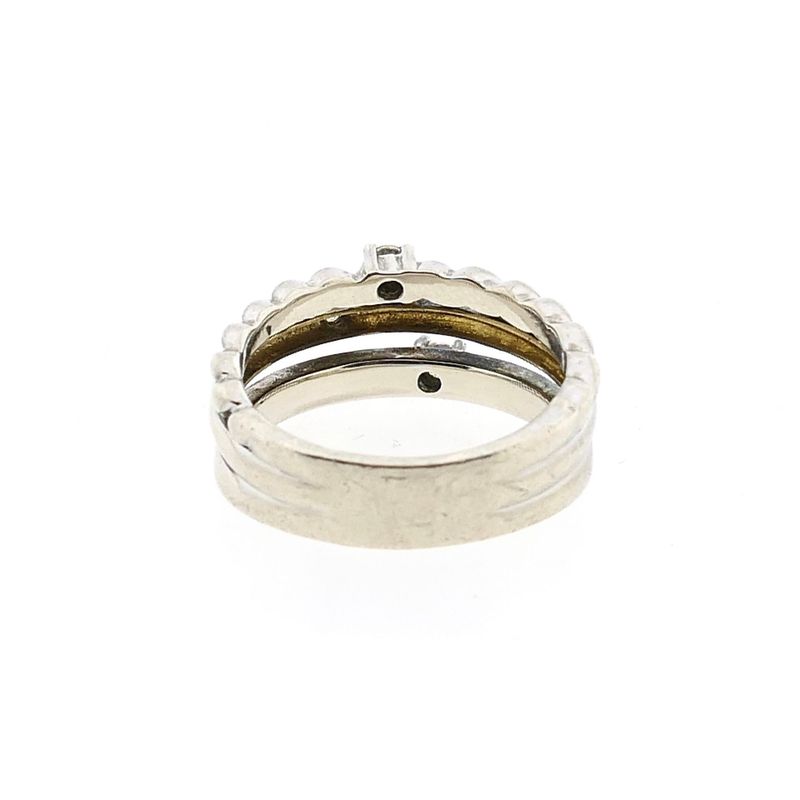 Image 4 of Bicolor Gold and Silver Ring with Zirconia; 14 Karat; Size 18