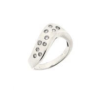 White gold wide ring with diamonds; 0.20 ct.