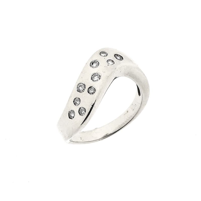 Image 1 of White gold wide ring with diamonds; 0.20 ct.