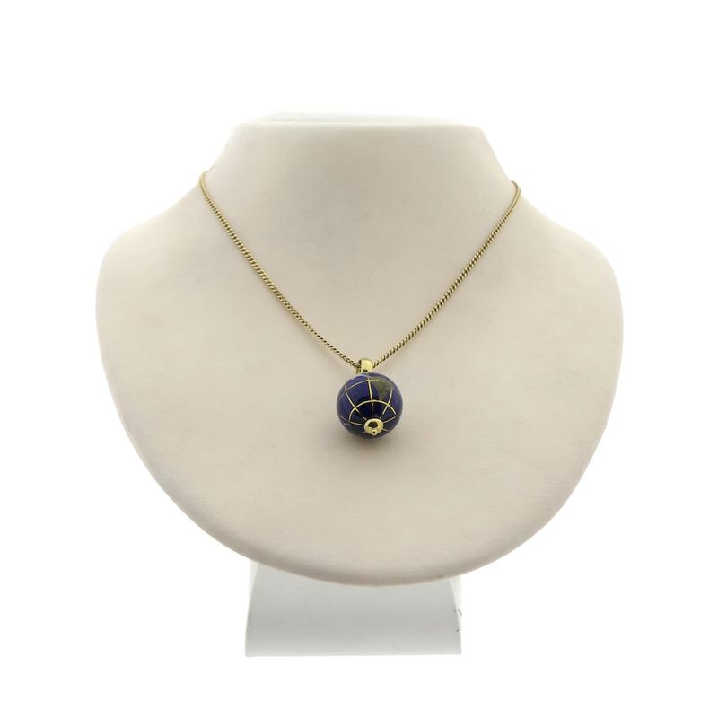 Image 3 of Gold globe pendant with enamel and mother of pearl