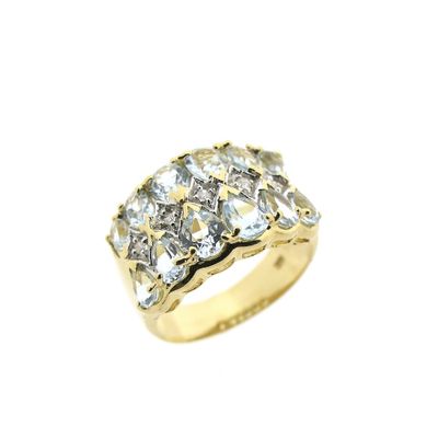 Image 1 of Gold ring with aquamarine and diamond | 0.05 ct.
