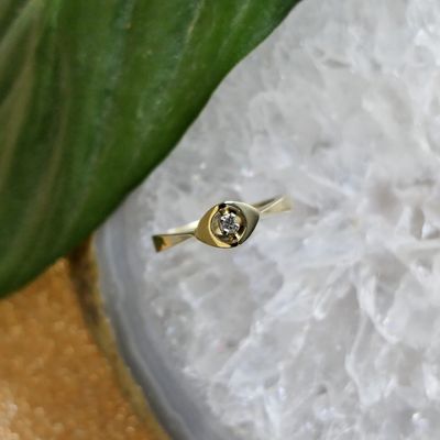 Gold solitaire ring; diamond 0.03 ct. Image 2 of Gold solitaire ring; diamond 0.03 ct.