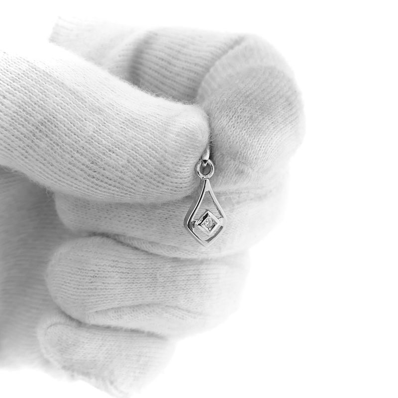 Image 11 of Subtle white gold pendant with diamond; 0.02 ct.