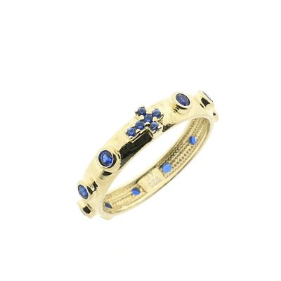 Gold plated ring with sapphire; Religious Image 1 of Gold plated ring with sapphire; Religious