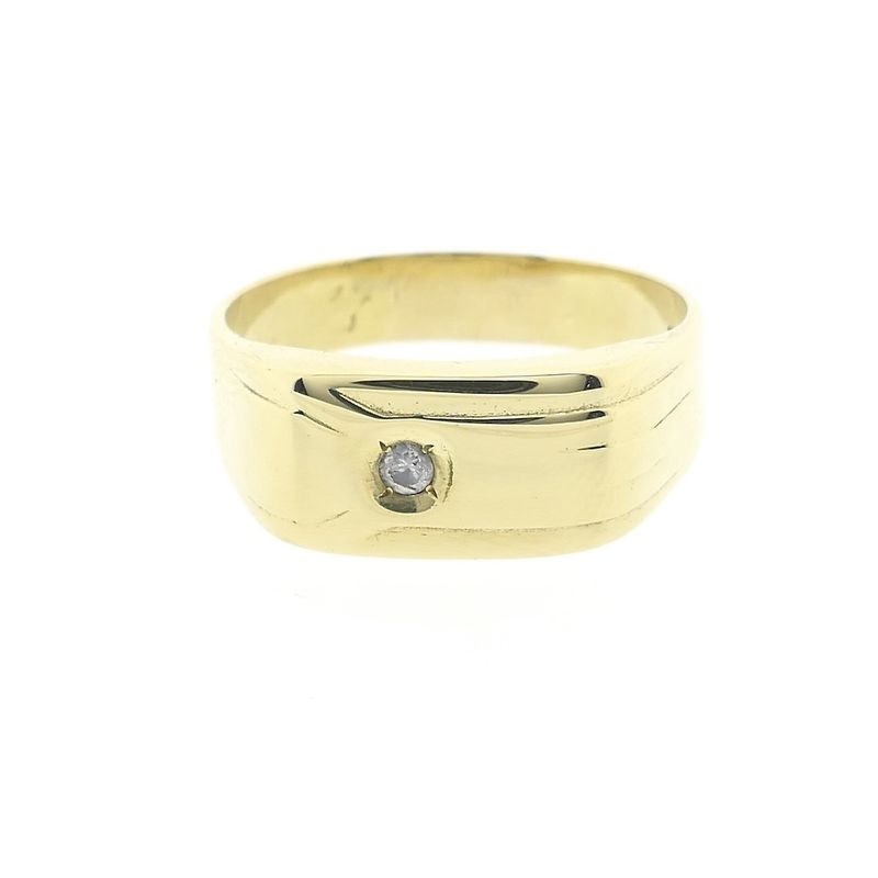 Image 3 of Gold men's signet ring with zirconia