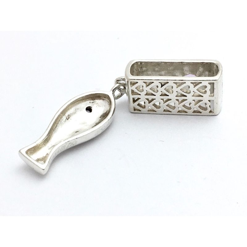 Image 3 of Silver pendant of a fish; amethyst