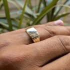 Image 11 of Gold signet ring with diamond; 0.005 ct. | Men's