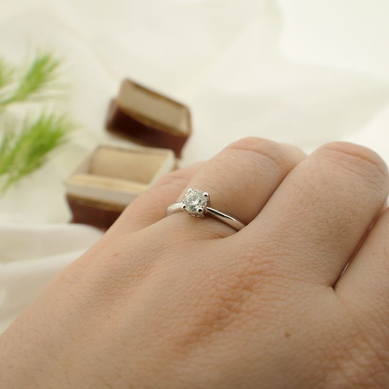 Image 4 of 18-karat white gold solitaire ring with 0.37 ct diamond