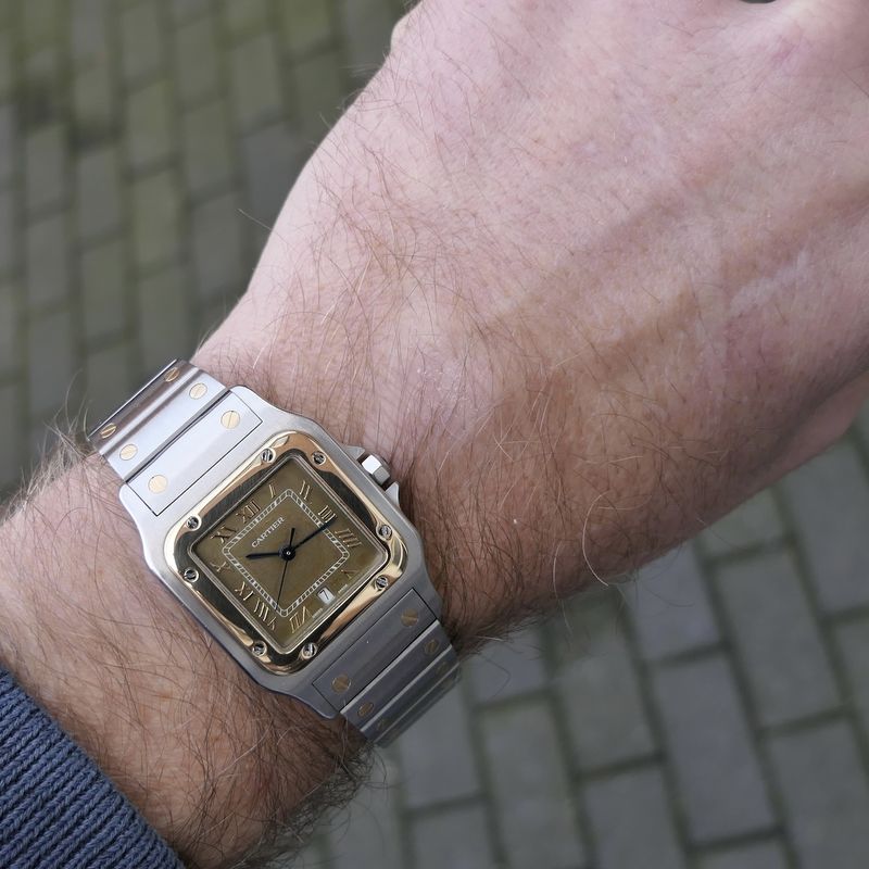 Image 18 of Cartier Santos Galbee 1566; Gold/steel unisex watch