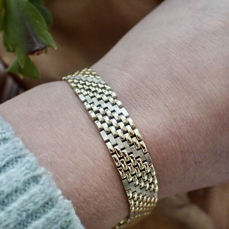 Image 10 of Two-tone gold panther link bracelet