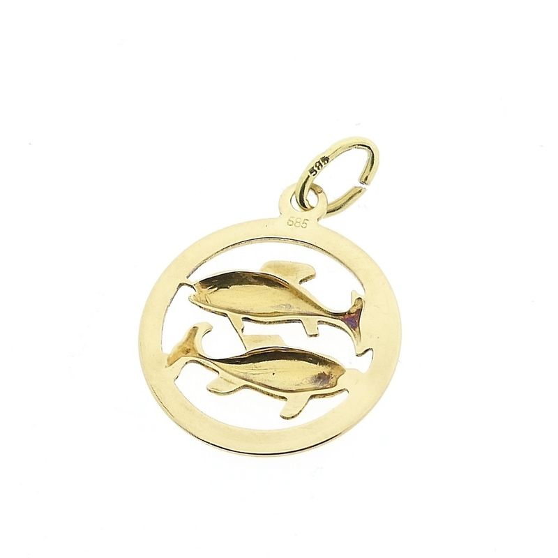 Image 6 of Gold zodiac sign pendant; Pisces