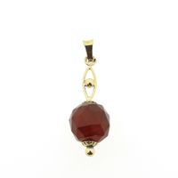 Vintage gold ball pendant with carnelian