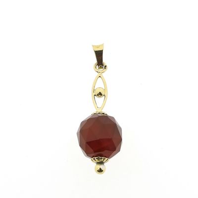 Image 1 of Vintage gold ball pendant with carnelian