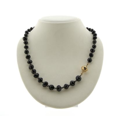 Antique garnet bead necklace with gold decorative clasp Image 1 of Antique garnet bead necklace with gold decorative clasp