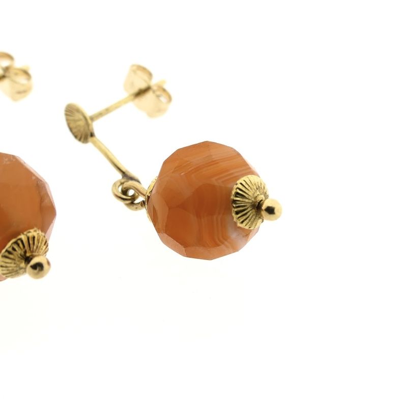 Image 4 of Gold earrings with carnelian band agate