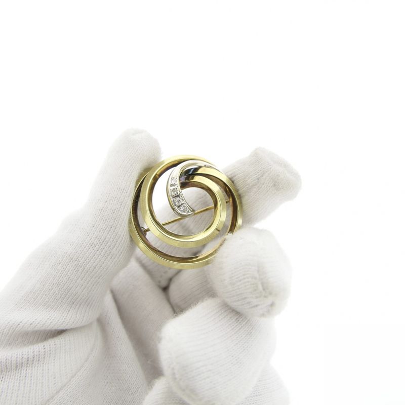 Image 10 of Vintage gold brooch with diamond; 0.14 ct.