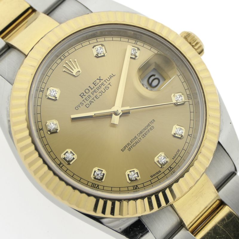 Image 15 of Rolex Datejust 41mm 126333; 18k gold/steel men's watch with diamonds