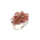 Image 1 of Silver ring with rose quartz beads