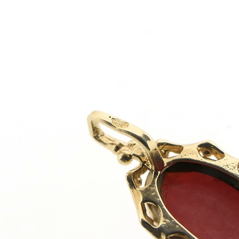 Image 5 of Gold pendant with red coral | Vintage