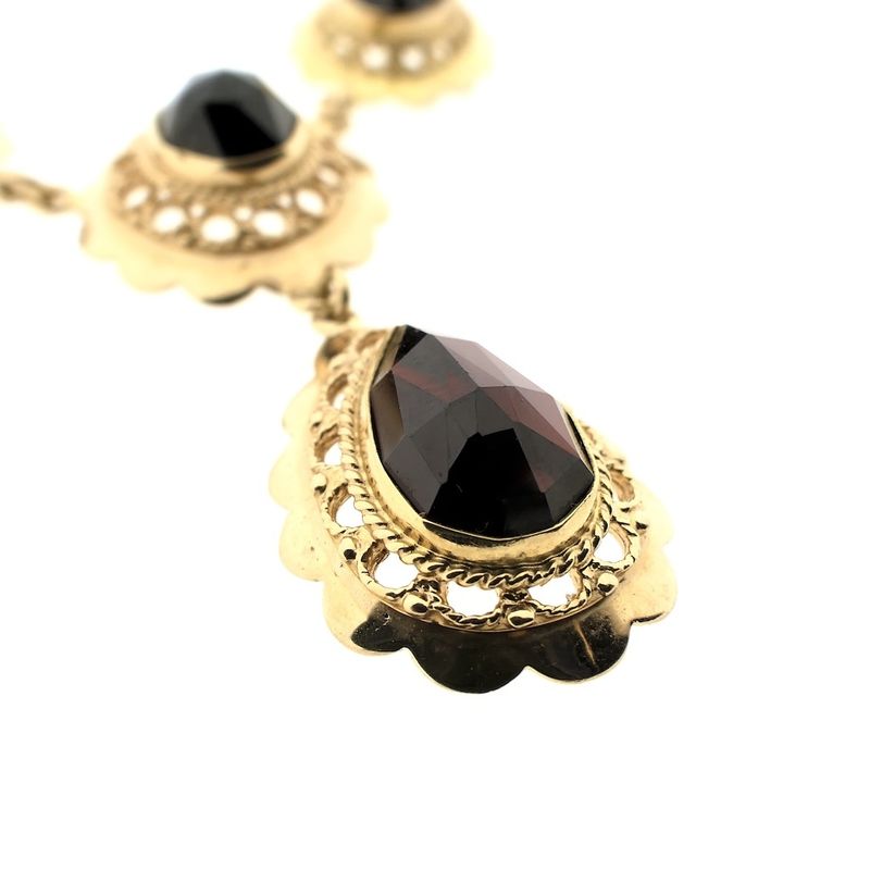 Image 7 of Antique gold necklace with garnet stones | 45 cm
