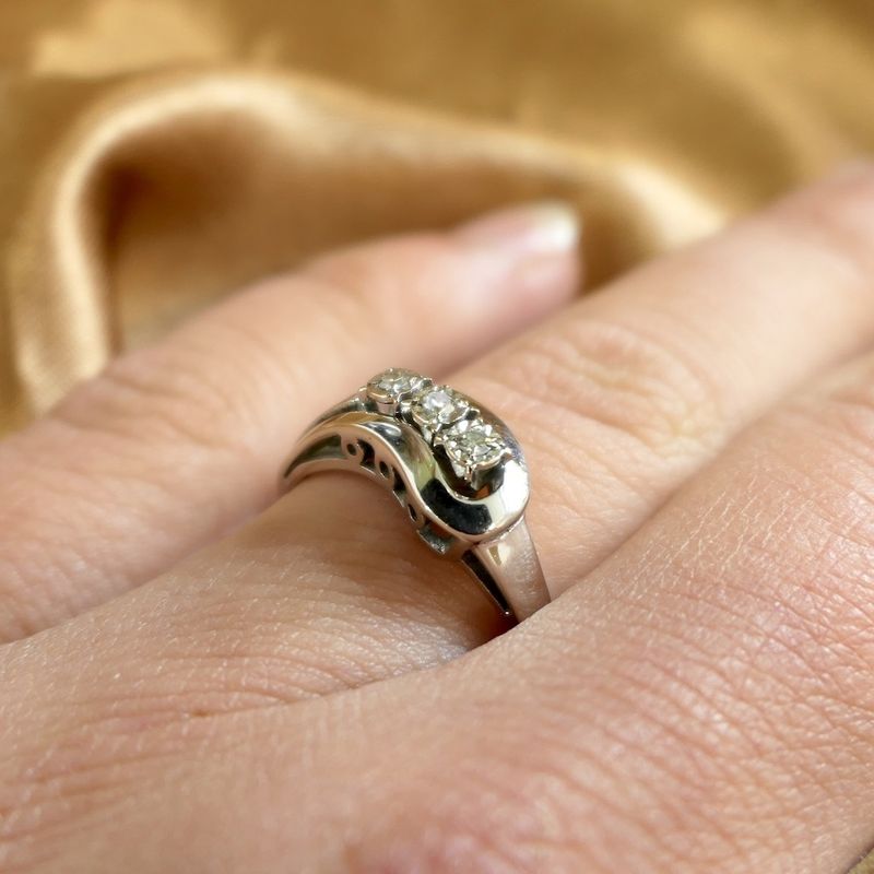 Image 8 of White gold fantasy ring with diamond | 0.06 ct.