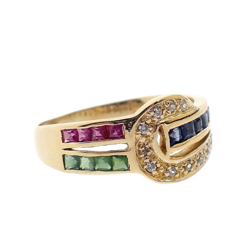 Image 9 of 18K gold ring with zirconia and a mix of gemstones