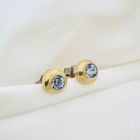 Image 4 of Gold stud earrings with topaz