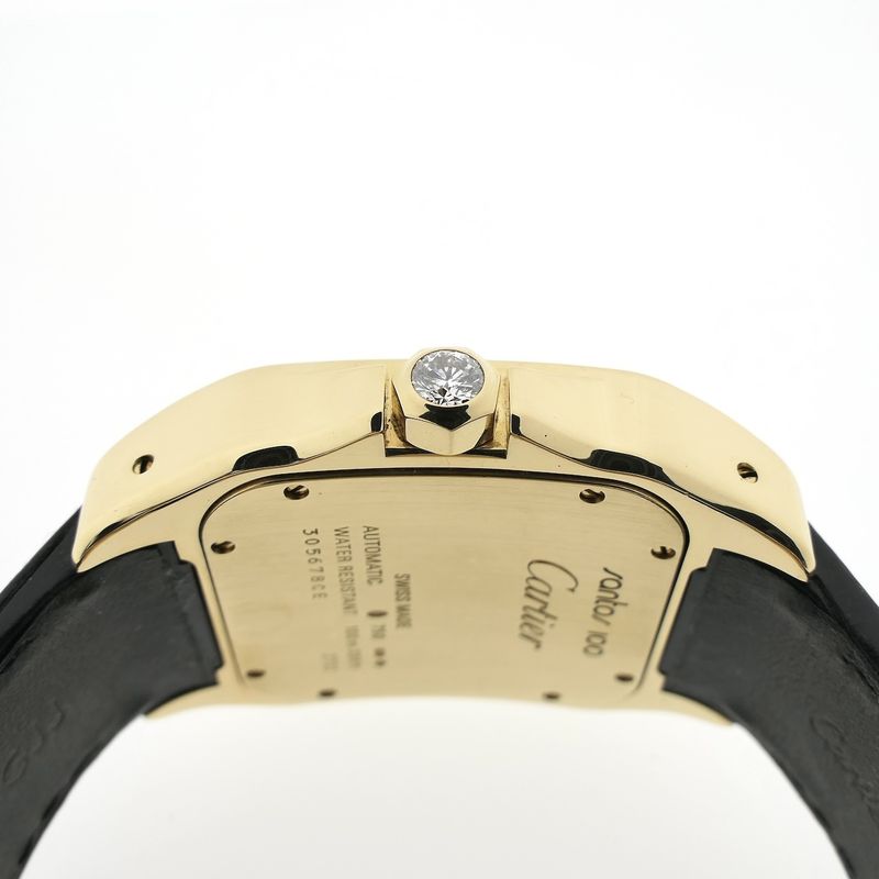 Image 10 of Cartier Santos 100 XL Automatic 2732 - W20071Y1; 18k gold watch with diamond setting