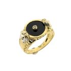 Image 1 of 18-karat gold men's signet ring with onyx and diamond | 0.025 ct.