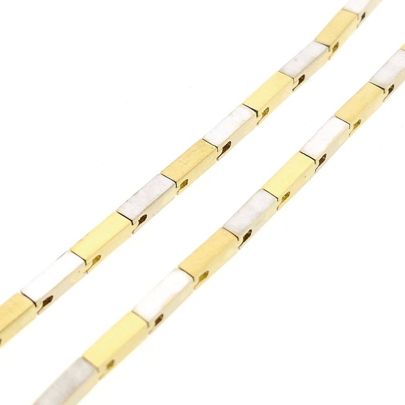 Image 10 of Bicolor Gold Bar Link Necklace with 0.25 ct Diamond; 18K; 46 cm