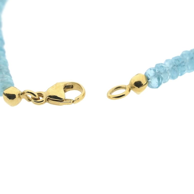 Image 4 of Gold beaded bracelet with aquamarine