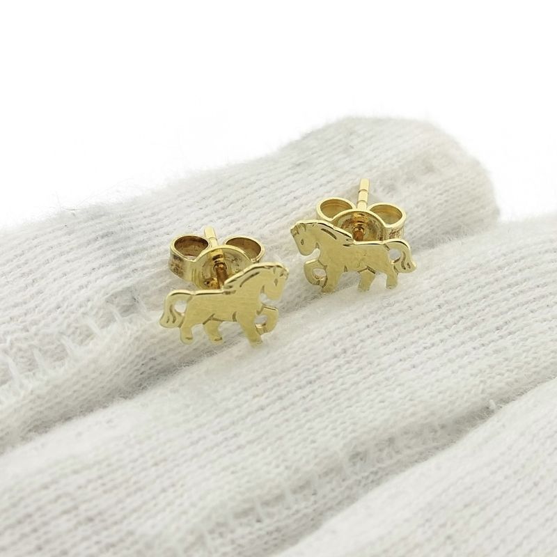 Image 2 of Golden horse stud earrings