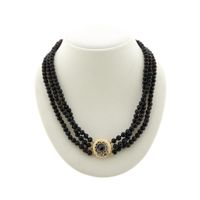 Antique glass bead necklace with gold clasp