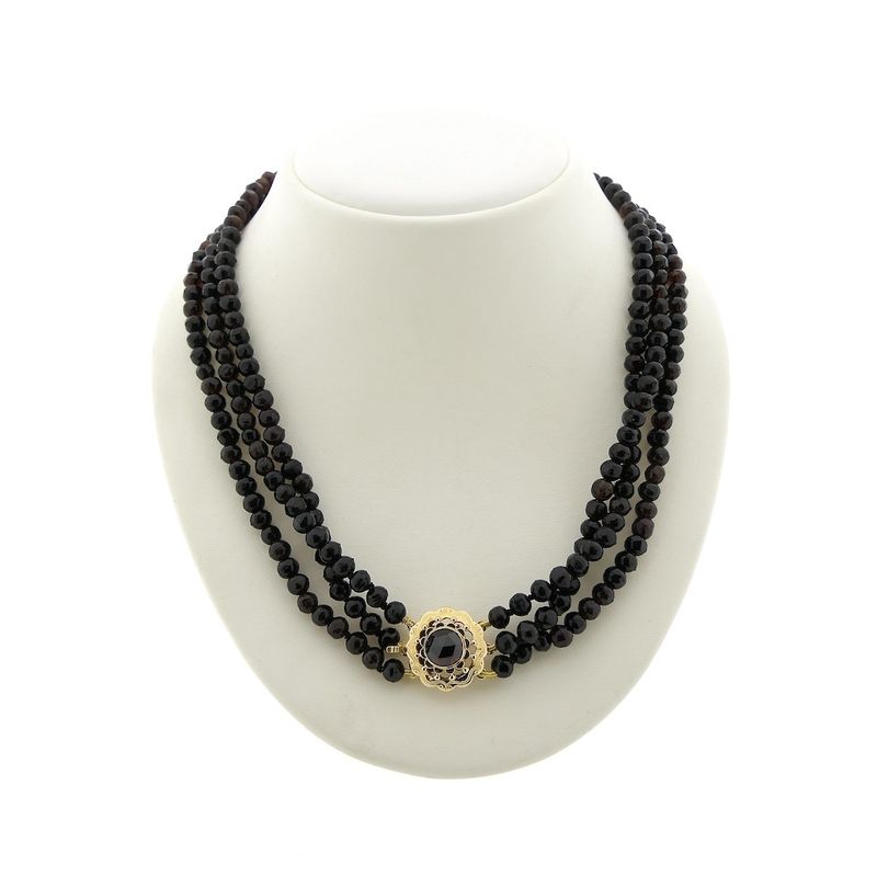 Image 1 of Antique glass bead necklace with gold clasp