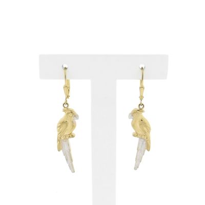 Image 1 of 8-karat bicolor parrot earrings