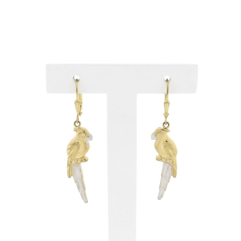 Image 1 of 8-karat bicolor parrot earrings