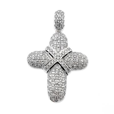 18-karat white gold cross pendant with diamonds | 1.47 ct. Image 1 of 18-karat white gold cross pendant with diamonds | 1.47 ct.