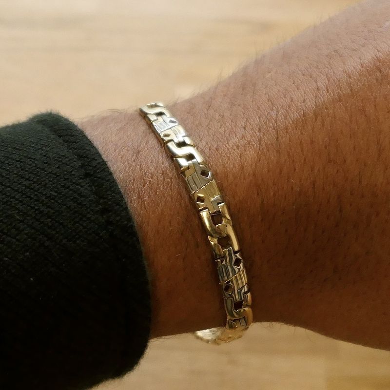 Image 10 of Two-tone gold magnum fantasy link bracelet | 21.5 cm