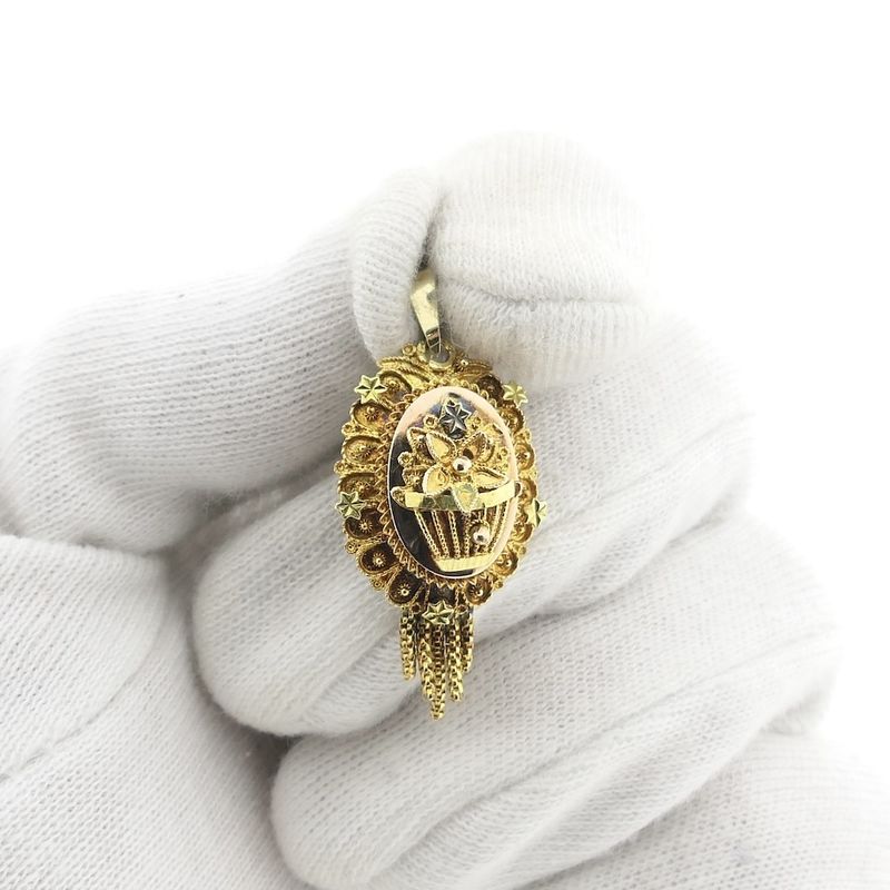 Image 7 of Antique gold pendant of a hat bell
