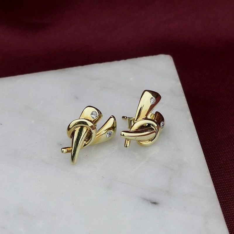 Image 2 of Golden fantasy earrings with zirconia