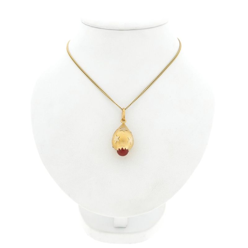 Image 3 of Two-tone gold pendant with stars and carnelian